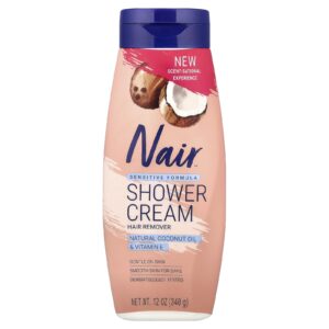 Nair Depilador com Creme para Banho Fórmula para Peles Sensíveis Óleo de Coco Natural e Vitamina E 340 g (12 oz)