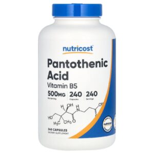 Nutricost Ácido Pantotênico Vitamina B5 500 mg 240 Cápsulas