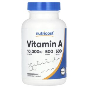 Nutricost Vitamina A 10.000 UI 500 Cápsulas Softgel
