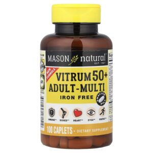 Mason Natural Vitrum 50+ para Adultos Sem Ferro 100 Cápsulas