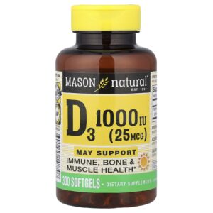 Mason Natural Vitamina D3 25 mcg (1.000 UI) 300 Cápsulas Softgel
