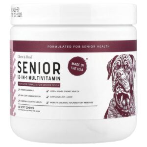 Chew + Heal Multivitamínico 12 em 1 Sênior Para Cães 60 Cápsulas Mastigáveis 240 g (84 oz)