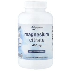 Micro Ingredients Citrato de Magnésio 240 Cápsulas Vegetarianas (133 mg por Cápsula)