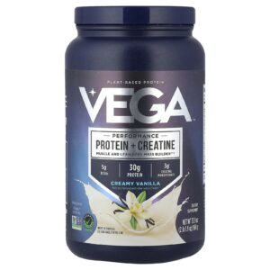 Vega Proteína à Base de Plantas para Performance + Creatina Baunilha Cremosa 960 g (2 lb 19 oz)