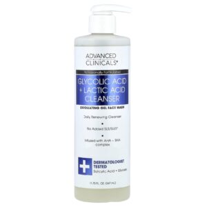 Advanced Clinicals Loção de Limpeza de Ácido Glicólico + Ácido Lático 347 ml (1175 fl oz)