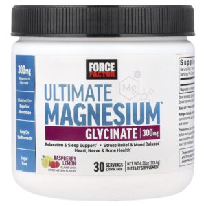 Force Factor Ultimate Magnesium® Glicinato Mistura para Bebida Framboesa e Limão 1236 g (436 oz)