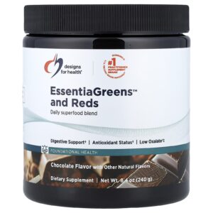 Designs For Health EssentiaGreens™ e Vermelhos Chocolate 240 g (84 oz)