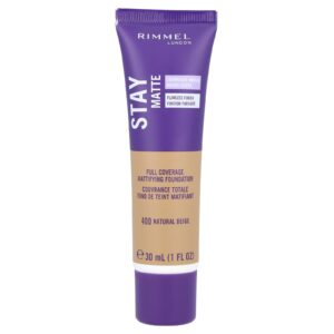 Rimmel London Stay Matte Base Matificante para Cobertura Total 400 Natural Beige 30 ml (1 fl oz)