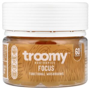 Troomy Nootropics Focus Functional Mushrooms Gummies Passionfruit Tangerine 60 Gummies