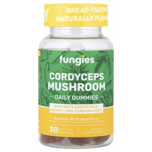 Fungies Gomas Diárias de Cogumelo Cordyceps Manga e Abacaxi 30 Gomas de Pectina (50 mg por Goma)