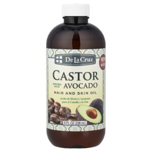De La Cruz Óleo para Pele e Cabelo Rícino com Infusão de Abacate 236 ml (8 fl oz)