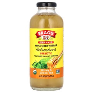Bragg Vinagre Refrescante de Maçã Orgânico Prebiótico Mel e Chá Verde 473 ml (16 fl oz)