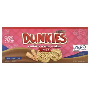 ChocZero Biscoitos Premium Golden Dunkies Biscoitos de Baunilha e Creme Churros 12 Pacotes 21 g (075 oz) Cada