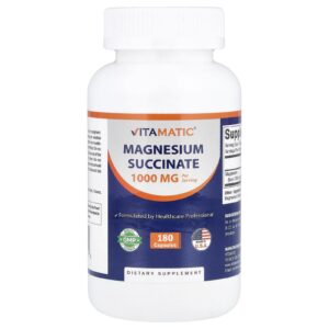 Vitamatic Succinato de Magnésio 180 Cápsulas (500 mg por Cápsula)