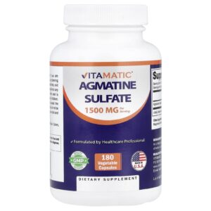 Vitamatic Agmatina Sulfato 180 Cápsulas Vegetais (500 mg por Cápsula)