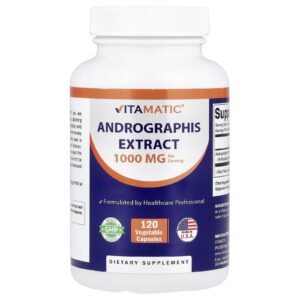 Vitamatic Extrato de Andrographis 120 Cápsulas Vegetais (500 mg por Cápsula)