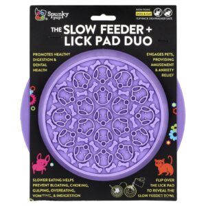 Spunky Pup The Lentamente Alimentador + Lick Pad Duo Cães e Gatos 1 Unidade