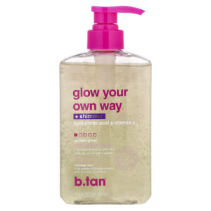 b.tan Glow Your Own Way + Shimmer Gel Bronzeado Transparente Gradual Brilho Dourado 473 ml (16 fl oz)