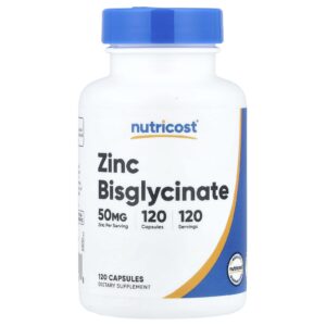 Nutricost Bisglicinato de Zinco 50 mg 120 Cápsulas