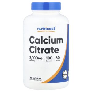 Nutricost Citrato de Cálcio 180 Cápsulas (700 mg por Cápsula)