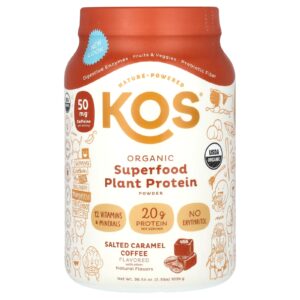 KOS Proteína em Pó da Planta do Superalimento Orgânico Café e Caramelo Salgado 1.036 g (23 lb)