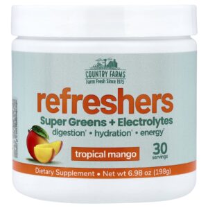 Country Farms Refreshers SuperGreens + Eletrólitos Manga Tropical 198 g (698 oz)