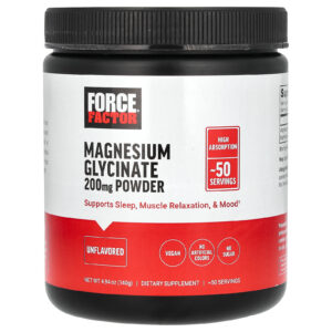 Force Factor Glicinato de Magnésio em Pó Sem Sabor 140 g (494 oz)