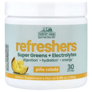 Country Farms Refreshers SuperGreens + Eletrólitos Pina Colada 198 g (698 oz)