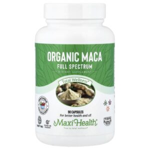 Maxi Health Maca-Peruana Orgânica Espectro Completo 90 Cápsulas (600 mg por Cápsula)