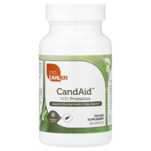 Zahler CandAid™ com Probióticos 60 Cápsulas