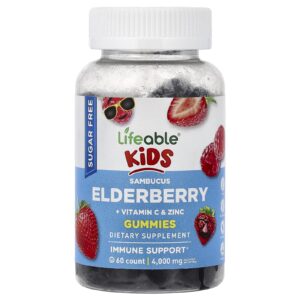Lifeable Infantil Gomas de Sabugueiro Sambucus + Vitamina C e Zinco Fruto Silvestre 60 Gomas