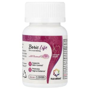 NutraBlast Boric Life Ácido Bórico 600 mg 14 Supositórios Vaginais