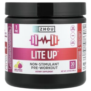 Zhou Nutrition Lite Up™ Pré-Treino Não Estimulante Limonada de Frutos Silvestres 106 g (373 oz)