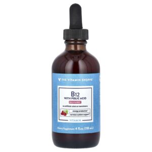 The Vitamin Shoppe Vitamina B12 com Ácido Fólico Framboesa 118 ml (4 fl oz)