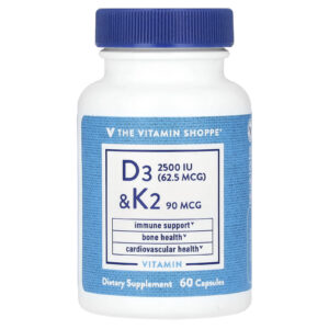 The Vitamin Shoppe Vitamina D3 e K2 60 Cápsulas