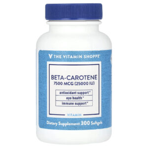 The Vitamin Shoppe Betacaroteno 7.500 mcg (25.000 UI) 300 Cápsulas Softgel