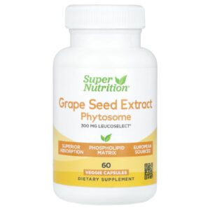 Super Nutrition Semente de Uva Phytosome 300 mg 60 Cápsulas Vegetais
