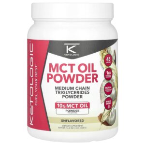 KetoLogic Óleo TCM em Pó Sem Sabor 454 g (1 lb)