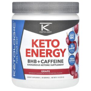 KetoLogic Energia Cetogênica BHB + Cafeína Uva 255 g (91 oz)