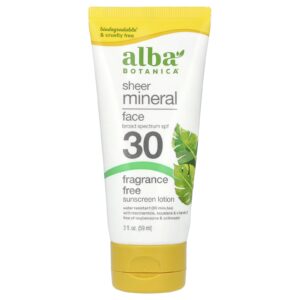 Alba Botanica Sheer Mineral Loção de Protetor Solar Facial FPS 30 Sem Perfume 59 ml (2 fl oz)