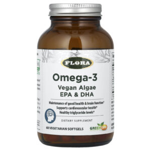 Flora Ômega-3 Algas Veganas EPA e DHA 60 Cápsulas Softgel Vegetarianas