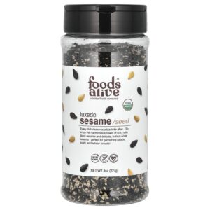 Foods Alive Frasco Shaker de Semente de Gergelim Tuxedo Orgânico 227 g (8 oz)