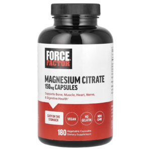 Force Factor Citrato de Magnésio 150 mg 180 Cápsulas Vegetais