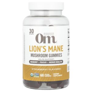 Om Mushrooms Gomas de Cogumelos Juba-de-leão Morango 60 Gomas Veganas (05 g por Goma)