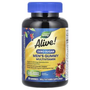 Natures Way Alive! Multivitamínico em Gomas para Homens Zero Açúcar Sabor Pêssego 50 Gomas