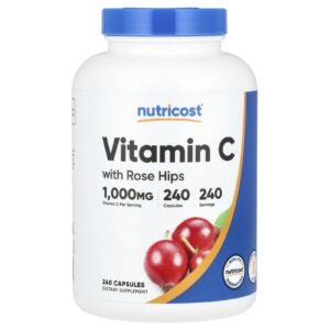 Nutricost Vitamina C com Rosa-Mosqueta 1.000 mg 240 Cápsulas