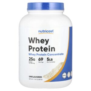 Nutricost Concentrado de Proteína Whey Sem Sabor 5 lb (2.268 g)