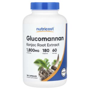 Nutricost Extrato de Glucomannan da Raiz de Konjac 180 Cápsulas (600 mg por Cápsula)