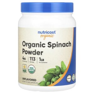 Nutricost Espinafre Orgânico em Pó Sem Sabor 454 g (162 oz)