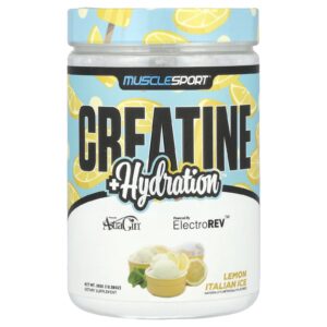 MuscleSport Creatina + Hidratação Sorvete Italiano de Limão 300 g (1058 oz)